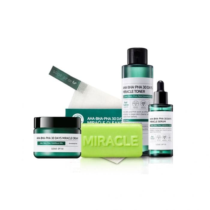 Some By Mi Miracle Toner + Miracle Serum + Miracle Cream + Miracle Cleansing Bar Set